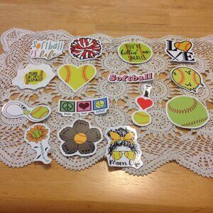Softball stickers for cellphones, laptop, lockers, crafts, scrapbooking
